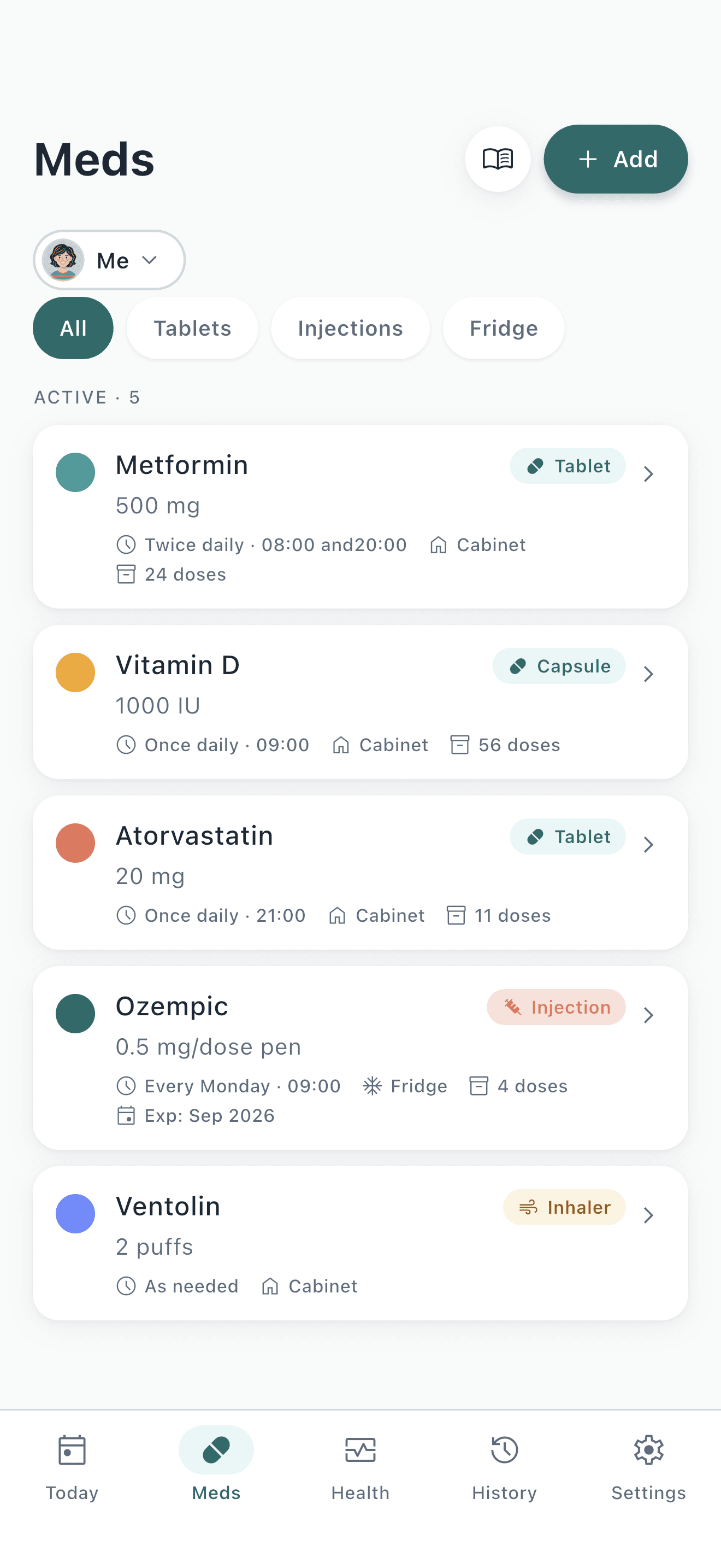 Medicines screen